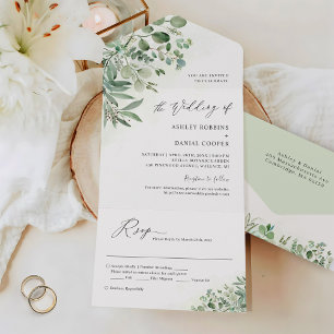 Greenery Eucalyptus Leaves Wedding (no ENV needed) All In One Invitation