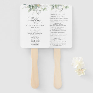 Greenery, Eucalyptus Leaves, Wedding Program Hand Fan