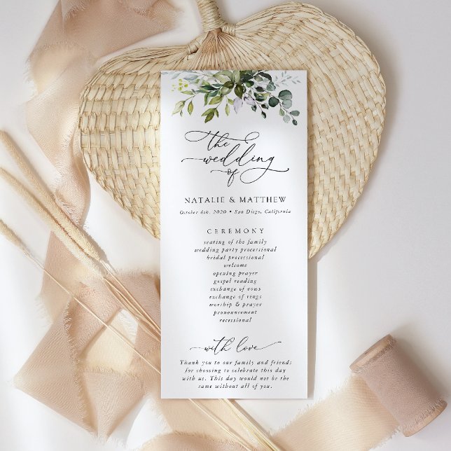 Greenery, Eucalyptus Leaves, Wedding Program Programme (Creator Uploaded)