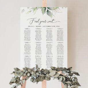 Greenery, Eucalyptus Leaves, Wedding Seating Chart