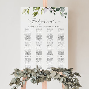 Greenery, Eucalyptus Leaves, Wedding Seating Chart