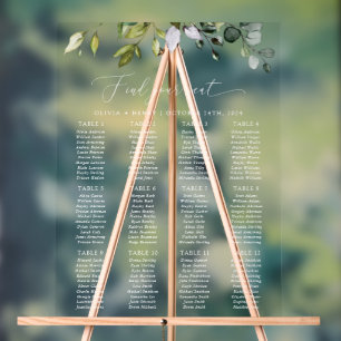 Greenery, Eucalyptus Leaves, Wedding Seating Chart