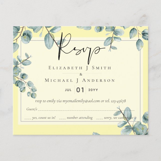 Greenery Eucalyptus Lilac Lemon Grey Wedding (Front)
