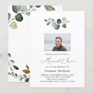Greenery Eucalyptus Memorial Service Invitation