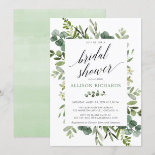 Greenery eucalyptus modern bridal shower invitation