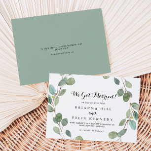 Greenery Eucalyptus Modern Calligraphy Elopement Announcement