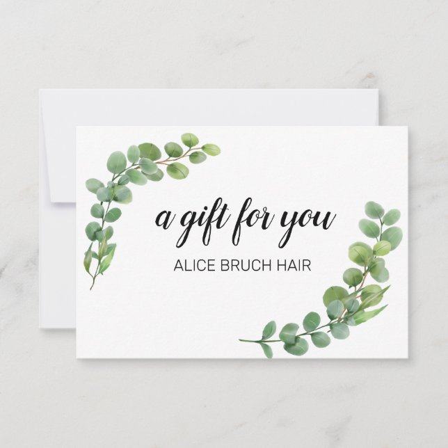 Greenery Eucalyptus Modern Simple Gift Certificate (Front)