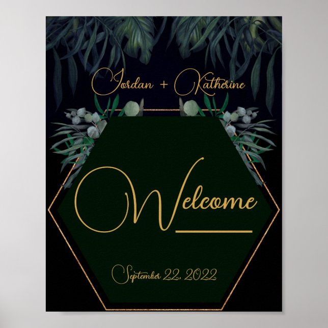 Greenery Eucalyptus Moody Welcome Wedding  Poster (Front)