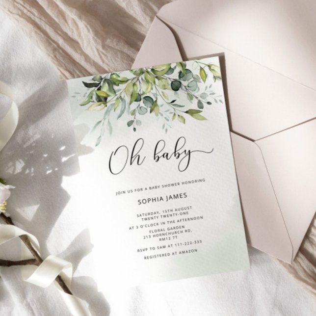 Greenery eucalyptus Oh baby baby shower Invitation (Creator Uploaded)