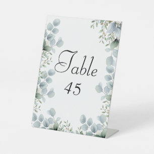 Greenery Eucalyptus Pedestal Wedding Table Numbers Sign
