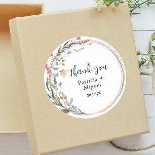 Greenery Eucalyptus Personalised Wedding Thank You Classic Round Sticker