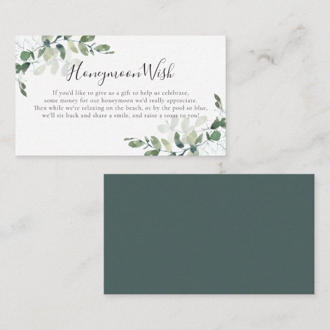 Greenery Eucalyptus Poem Honeymoon Wish Enclosure Card (Front/Back)