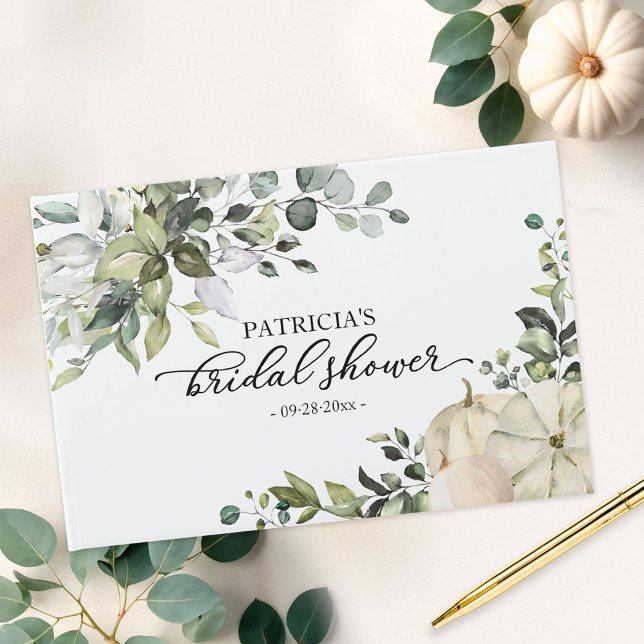 Greenery Eucalyptus Pumpkin Fall Bridal Shower Guest Book (Creator Uploaded)