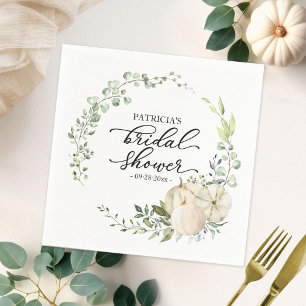 Greenery Eucalyptus Pumpkin Fall Bridal Shower Napkin