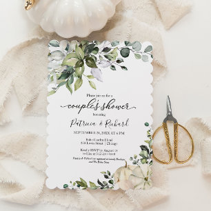 Greenery Eucalyptus Pumpkin Fall Couple's Shower Invitation