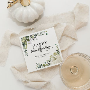 Greenery Eucalyptus Pumpkin Thanksgiving Dinner Napkin