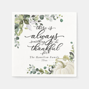 Greenery Eucalyptus Pumpkin Thanksgiving Dinner Napkin