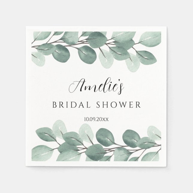 Greenery Eucalyptus Rustic Bridal Shower  Napkin (Front)