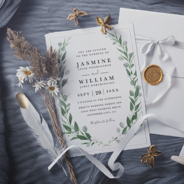Greenery Eucalyptus Rustic Elegant Modern Wedding Invitation (Creator Uploaded)