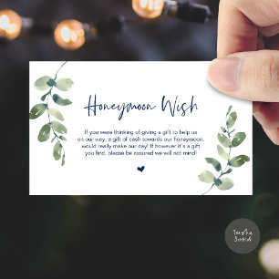 Greenery Eucalyptus, Rustic Honeymoon Wish Fund Enclosure Card