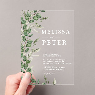  Greenery Eucalyptus  Rustic Wedding  Acrylic Invitations