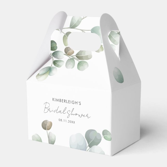 Greenery Eucalyptus Script Bridal Shower Favour Box (Front Side)