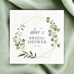 Greenery Eucalyptus Script Bridal Shower Napkin