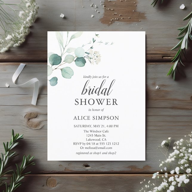 Greenery Eucalyptus Script Bridal Shower Postcard (Creator Uploaded)