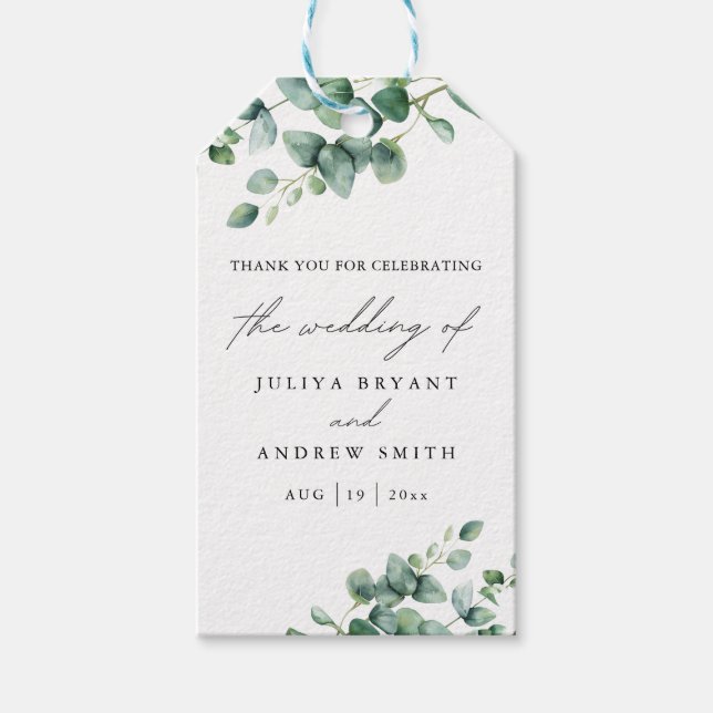  Greenery Eucalyptus script wedding Gift Tags (Front)