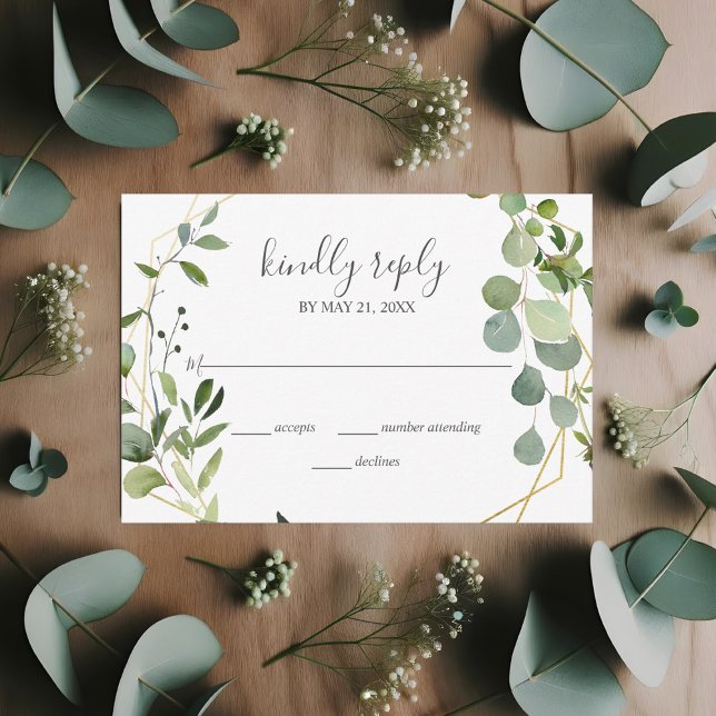 Greenery Eucalyptus Script Wedding RSVP (Creator Uploaded)