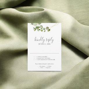 Greenery Eucalyptus Script Wedding RSVP Card
