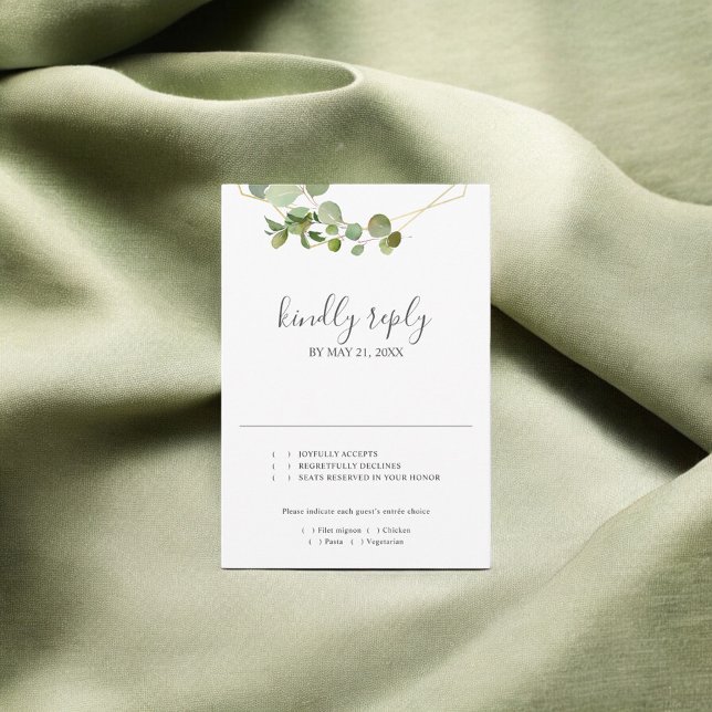 Greenery Eucalyptus Script Wedding RSVP Card (Creator Uploaded)