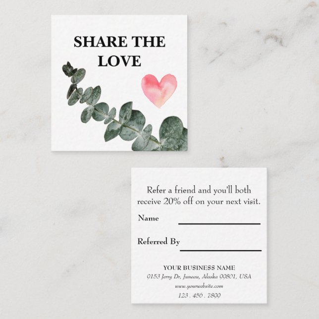 Greenery Eucalyptus Simple Business  Referral Card (Front/Back)