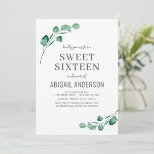 Greenery Eucalyptus Sweet Sixteen Birthday  Invitation