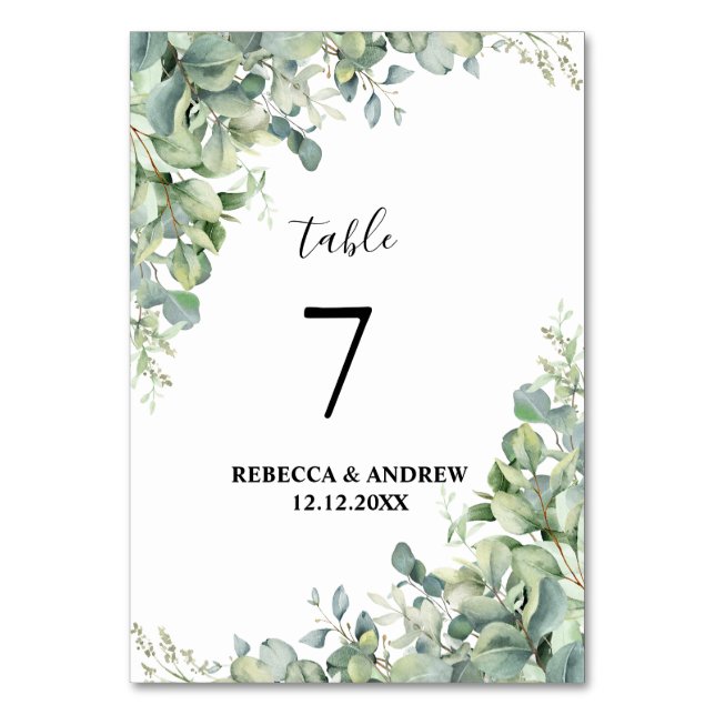 Greenery Eucalyptus Table Number (Back)