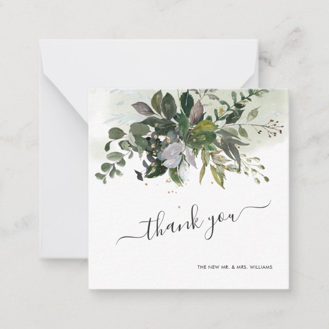 Greenery Eucalyptus Thank you note card (Front)