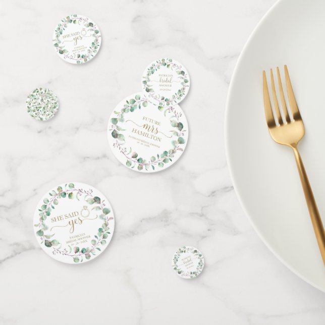 Greenery Eucalyptus Watercolor Bridal Shower Confetti (Group)