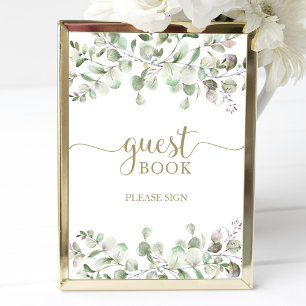 Greenery Eucalyptus Watercolor Guest Book Sign