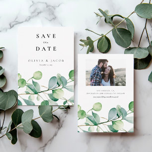 Greenery Eucalyptus Watercolor Save The Date