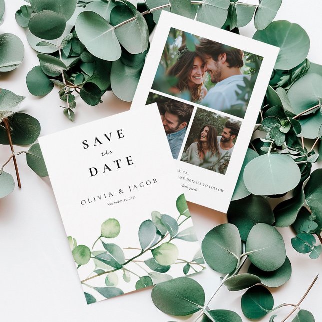 Greenery Eucalyptus Watercolor Save The Date (Creator Uploaded)