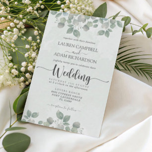 Greenery Eucalyptus Watercolor Wedding Invitation