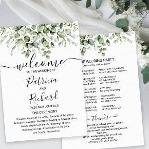 Greenery Eucalyptus Watercolor Wedding Program Invitation