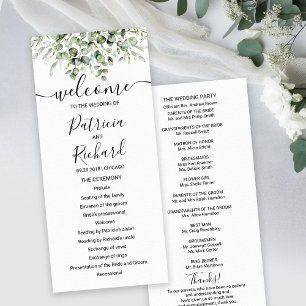 Greenery Eucalyptus Watercolor Wedding Program Programme
