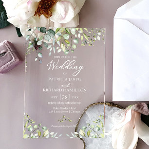 Greenery Eucalyptus Wedding Acrylic Invitations