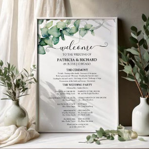 Greenery Eucalyptus Wedding Ceremony Program Sign