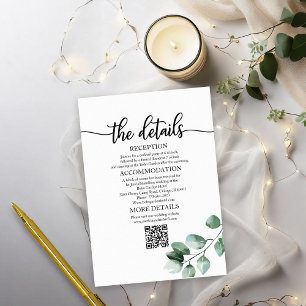 Greenery Eucalyptus Wedding Details QR RSVP Card