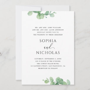 Greenery Eucalyptus Wedding   Elegant Botanical Invitation