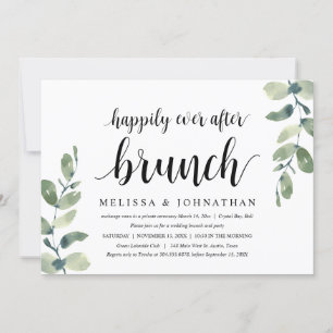 Greenery Eucalyptus, Wedding Elopement Brunch Invitation