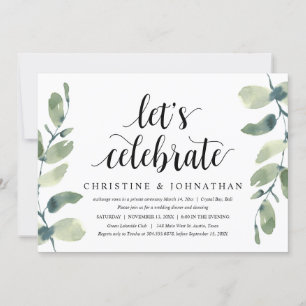 Greenery Eucalyptus, Wedding Elopement Party Invitation
