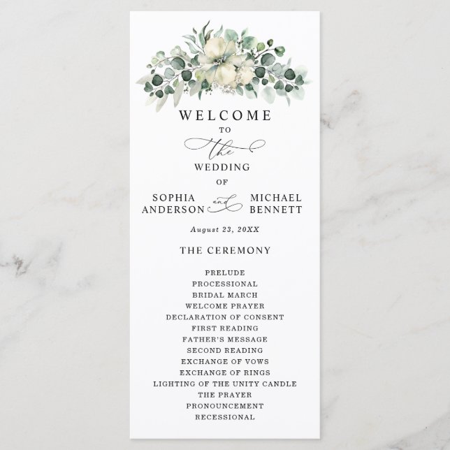 Greenery Eucalyptus Wedding Programme (Front)